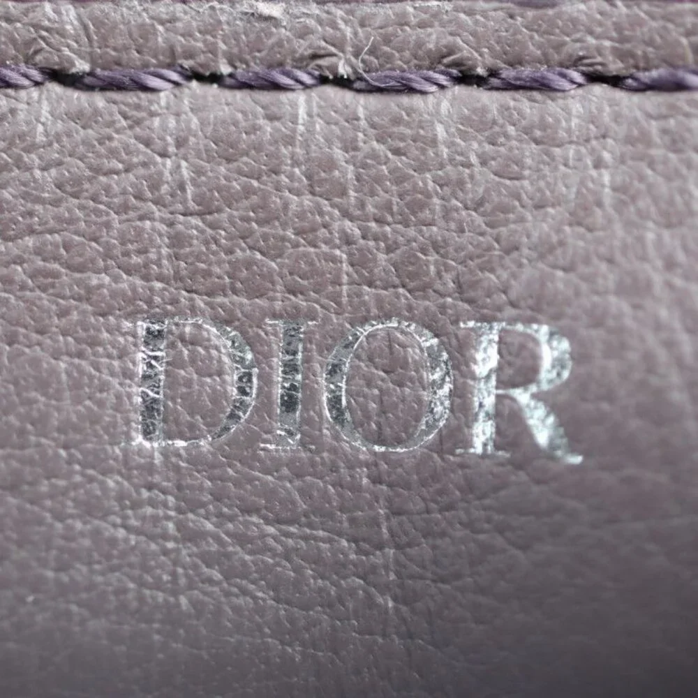 Christian Dior Saddle Poach Saddle Pouch Coin Case Leather Purple Silver